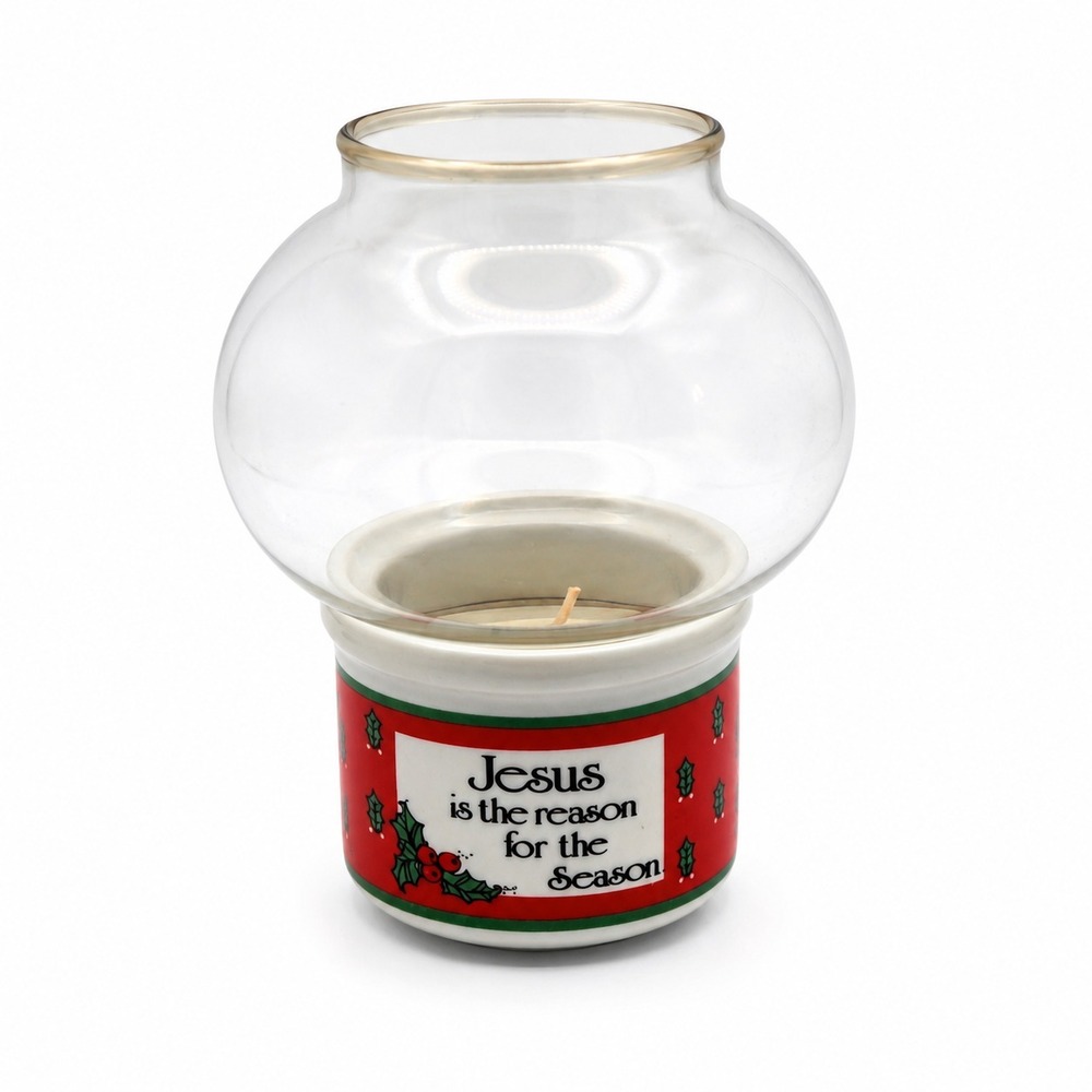 Vintage 1988 House of Lloyd Christmas Votive‎ Candle Holder Jesus Reason Season